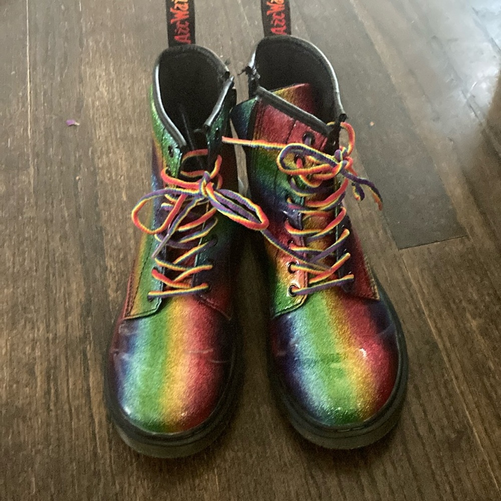 Dr. Martens Iridescent Combat Boots with Chunky Sole